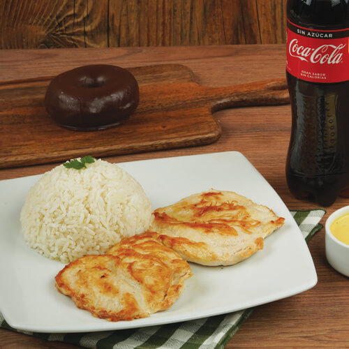 POLLO A LA PLANCHA + GASEOSA O AGUA + ENTRADA