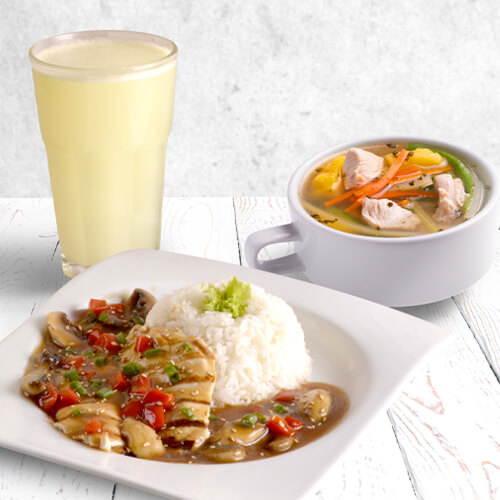 POLLO ORIENTAL + VASO DE LIMONADA 8oz O VASO DE CHICHA 8oz + ENTRADA